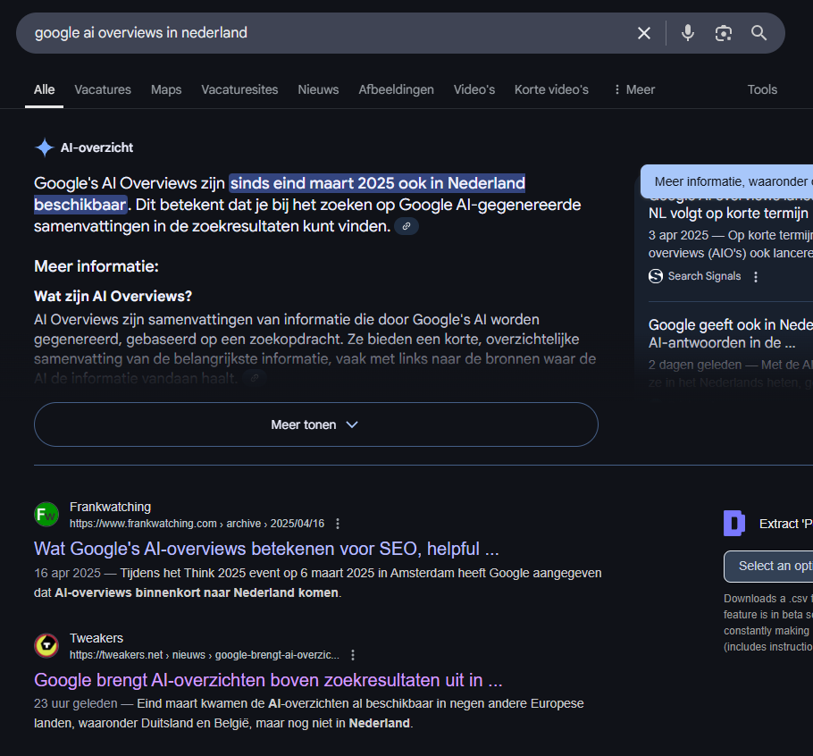 AI-overviews in Nederland