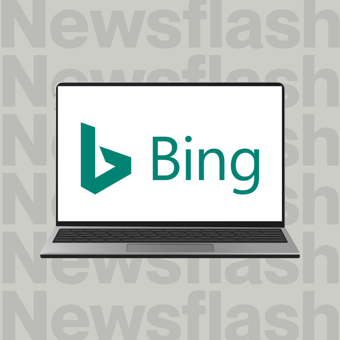 Laptopscherm met Bing logo